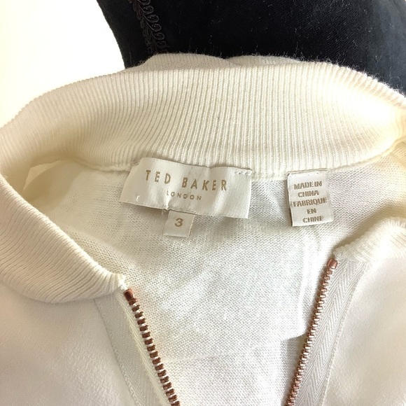 TED BAKER OVERSIZED SILK BLEND OFF WHITE MINIMALIST TOP - Picture 4 of 7